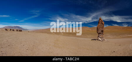 La formazione di pietra dei monaci Pacana vicino Salar De Tara, grandioso panorama Foto Stock