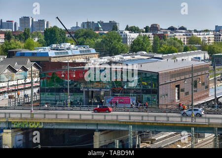 La stazione ferroviaria di Varsavia street, Friedrich di grove, Berlino, Germania, Bahnhof Warschauer Straße, Friedrichshain, Deutschland Foto Stock