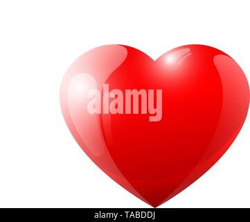 Red 3d cuore volumetrico. Lucida brillante amore romantico San Valentino sy Illustrazione Vettoriale
