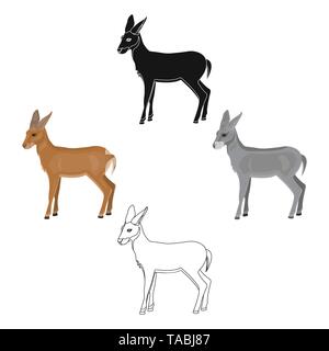 Animale,antelope,artiodattilo,cartoon,Black,fauna,gazzella,erbivoro,icona,immagine,isolato,logo,mammifero,natura,roe,segno,il simbolo,vettore,web,selvatica,giovane,zoo, Vettori vettore , Illustrazione Vettoriale
