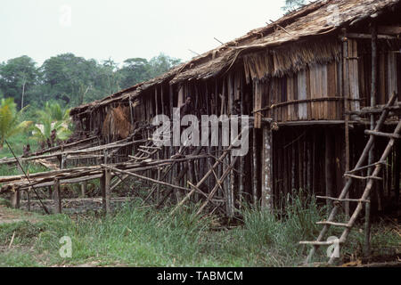 Asmat persone: gruppi etnici che vivono nella provincia di Papua di Indonesia, lungo il mare Arafura. Villaggio di Pirien. Fotografia scattata da Francois Gohier ho Foto Stock