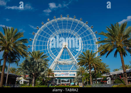 Orlando, Florida. Maggio 16, 2019. Orlando occhio ride esperienza.La ruota al Parco icona Orlando è un 400 piedi di altezza gigantesca ruota panoramica in International Foto Stock