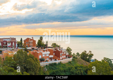 Spagna, Malaga, vista da un punto di vista di Gibralfaro dal castello Foto Stock