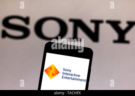 Il Brasile. 23 Maggio, 2019. In questa foto illustrazione il Sony Interactive Entertainment logo è visto visualizzata su uno smartphone. Credito: Rafael Henrique SOPA/images/ZUMA filo/Alamy Live News Foto Stock