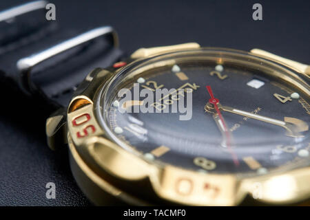 Fotografie di dettaglio di un vostock komanderski watch Foto Stock