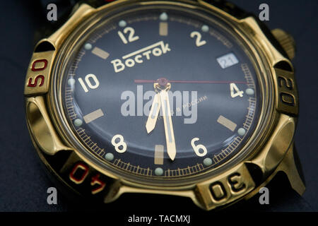 Fotografie di dettaglio di un vostock komanderski watch Foto Stock