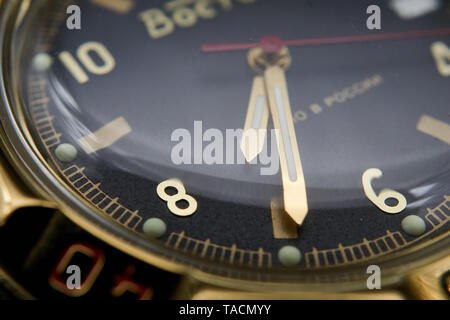 Fotografie di dettaglio di un vostock komanderski watch Foto Stock