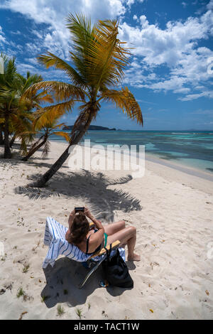 Mustique Island è un esclusivo paradiso, rifugio e la destinazione dei Caraibi con un bellissimo villaggio di pescatori e spiagge di sabbia bianca. Isola privata. Foto Stock