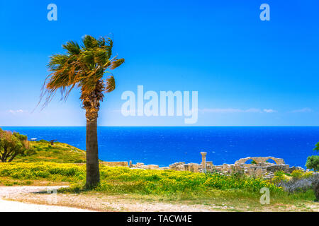 Achilles' House Kourio Basilica del Santuario di Apollo a Kourion Patrimonio Mondiale sito archeologico vicino a Limassol (Lemesos), Cipro Foto Stock
