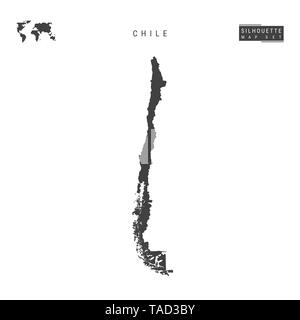 Il Cile Mappa vuota isolata su sfondo bianco. High-Detailed silhouette nera Mappa del Cile. Foto Stock