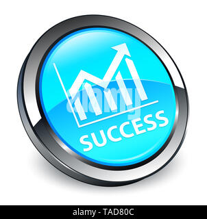 Il successo delle statistiche (icona) isolati su 3d blu ciano pulsante rotondo illustrazione astratta Foto Stock