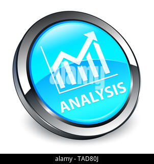 Analisi statistiche (icona) isolati su 3d blu ciano pulsante rotondo illustrazione astratta Foto Stock