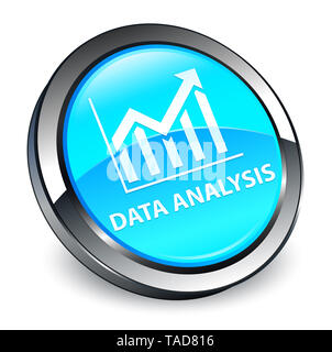 Analisi dei dati delle statistiche (icona) isolati su 3d blu ciano pulsante rotondo illustrazione astratta Foto Stock
