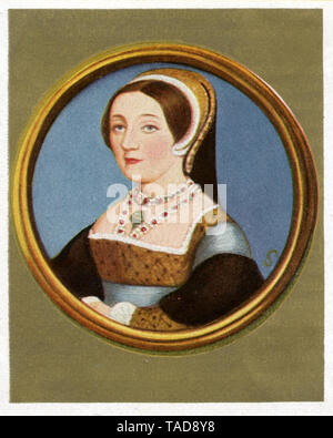 Katharina Howard, regina d'Inghilterra {circa 1J20-IJ42), la quinta moglie del re inglese Henry VIII. Dopo una miniatura di Hans Holbein il Giovane in un album del 1933 , (raccolta di album fotografici, 1933) Foto Stock