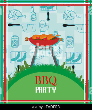 Barbecue Party scheda menu invito Foto Stock