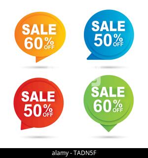 Vendita banner cerchio multi carta colore sfondo astratto. Utilizzare per il tag, sconto adesivi, promozione, etichette, offerte speciali. Illustrazione Vettoriale