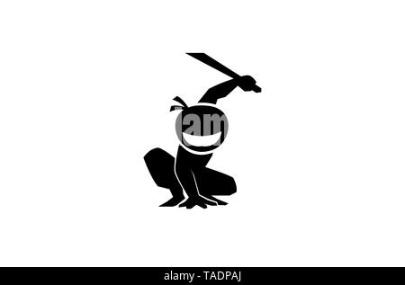 Grafica grafica Ninja con logo vettoriale icona simbolo Creative Black Illustrazione Vettoriale