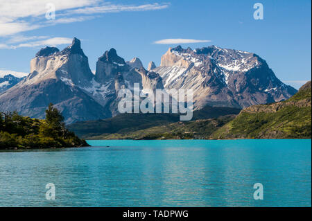 Il Cile, Patagonia, parco nazionale Torres del Paine, lago Pehoe Foto Stock