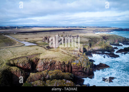 Regno Unito, Scozia, Aberdeenshire, Slains Castle Foto Stock