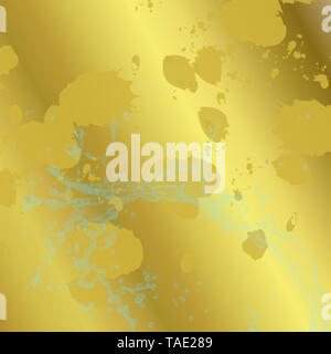 Splendido oro con sfondo blu acqua splash e golden splash colori. Foto Stock