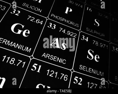 Arsenico sulla tavola periodica degli elementi Foto Stock