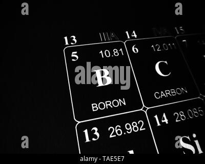Il boro sulla tavola periodica degli elementi Foto Stock