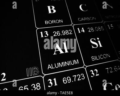 Alluminio sulla tavola periodica degli elementi Foto Stock