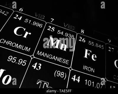 Il Manganese sulla tavola periodica degli elementi Foto Stock