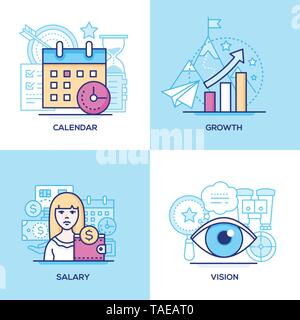 Business - insieme di linee uno stile di design di illustrazioni a colori Illustrazione Vettoriale