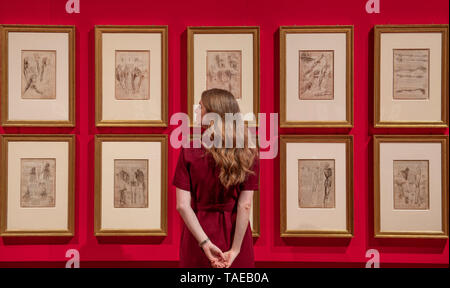 La Queen's Gallery di Londra, Regno Unito. Il 23 maggio 2019. Leonardo da Vinci: una vita nel disegno è la più grande esposizione di Leonardo di lavoro in più di 65 anni Foto Stock