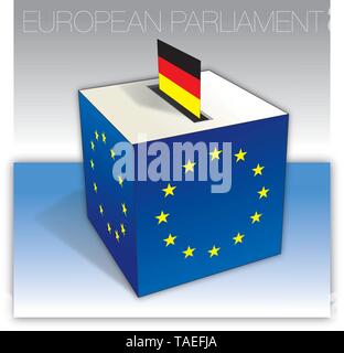 Germania casella di voto, elezioni del Parlamento europeo, la bandiera e simboli nazionali, illustrazione vettoriale Illustrazione Vettoriale