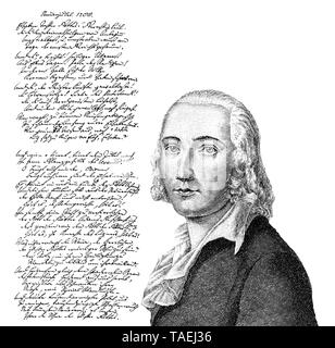 Johann Christian Friedrich Hoelderlin, la poesia manoscritta Männerjubel, Foto Stock