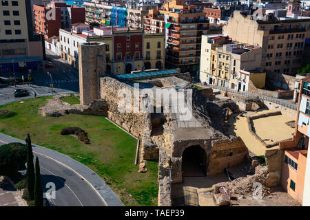 Tarragona, Spagna. Febbraio 8, 2019. Vista del circo romano di Tarraco (Circo romano de Tarraco) Foto Stock