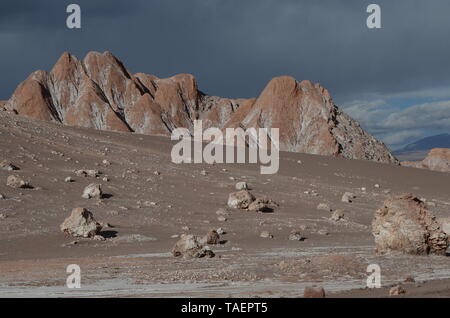 Valle della Luna paesaggio, Atacama, Cile. Foto Stock