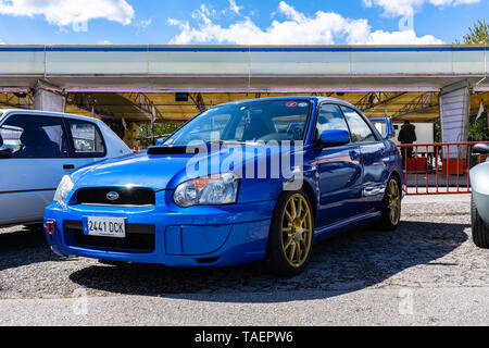 Subaru Impreza WRX STI in spirito di montjuic circuito di Barcellona auto show. Foto Stock