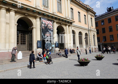 Stoccolma, Svezia - 22 Aprile 2019: Esterno del Museo Nobel situato all'Stortorget Square nella città vecchia. Foto Stock