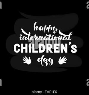 Illustrazione Vettoriale con frase manoscritta - Happy internazionale giorno per bambini Illustrazione Vettoriale