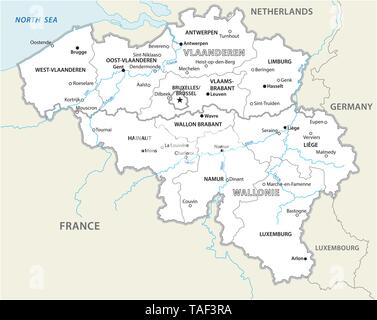 Belgio politica e amministrativa di mappa vettoriale Illustrazione Vettoriale