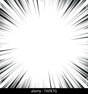 Fumetto linee di azione. Le linee di velocità telaio Manga. Cartoon sfondo. Bianco e nero retrò vettore illustrazione Illustrazione Vettoriale