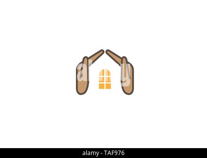 Creative Hands Protection House Symbol Logo Vector Design icona simbolo Illustrazione Illustrazione Vettoriale