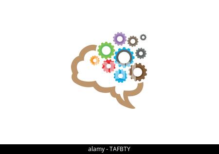 Creative Brain Gear Mind Symbol Logo Vector Design icona simbolo Illustrazione Illustrazione Vettoriale