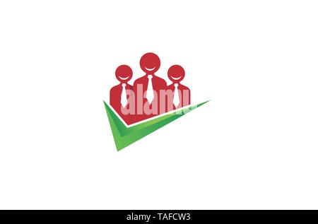 Creative tre persone controllare Logo Design Illustrazione Illustrazione Vettoriale