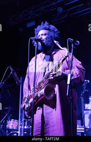 Manchester REGNO UNITO. Il 24 maggio 2019. Musicista jazz Kamasi Washington e la sua band in concerto presso l'Accademia, Manchester, UK Credit: John Bentley/Alamy Live News Foto Stock