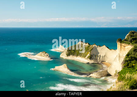 Vista panoramica di cape Drastis cliffs, Corfù, Grecia Foto Stock