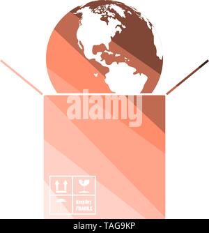 Pianeta nella casella n. Schermo piatto a colori e design della scaletta. Illustrazione Vettoriale. Illustrazione Vettoriale