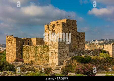 Il Castello dei Crociati Byblos Jbeil in Libano medio oriente Foto Stock