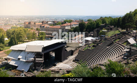 Antico Teatro romano a Lione con stadio di concerto con uno splendido scenario a Lione Francia Foto Stock