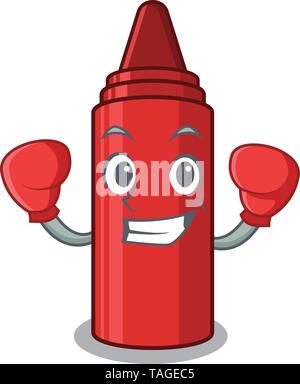 Il pugilato matita rossa isolato con la mascotte Illustrazione Vettoriale