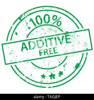 Verde rotondo timbro con le parole 100% additivo gratis su sfondo bianco Illustrazione Vettoriale