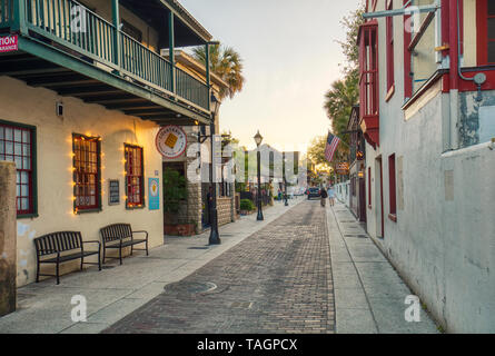 Storica vecchia sezione di St Augustine Florida Americas antica città Foto Stock